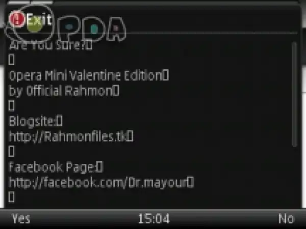 How to Make OperaMini Exit Dialog Box Full Screen [Symbian s60v3 Only!]